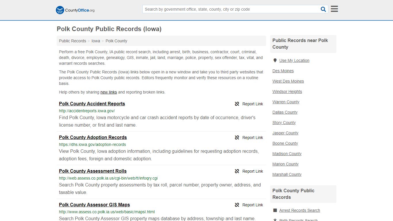 Public Records - Polk County, IA (Business, Criminal, GIS, Property ...
